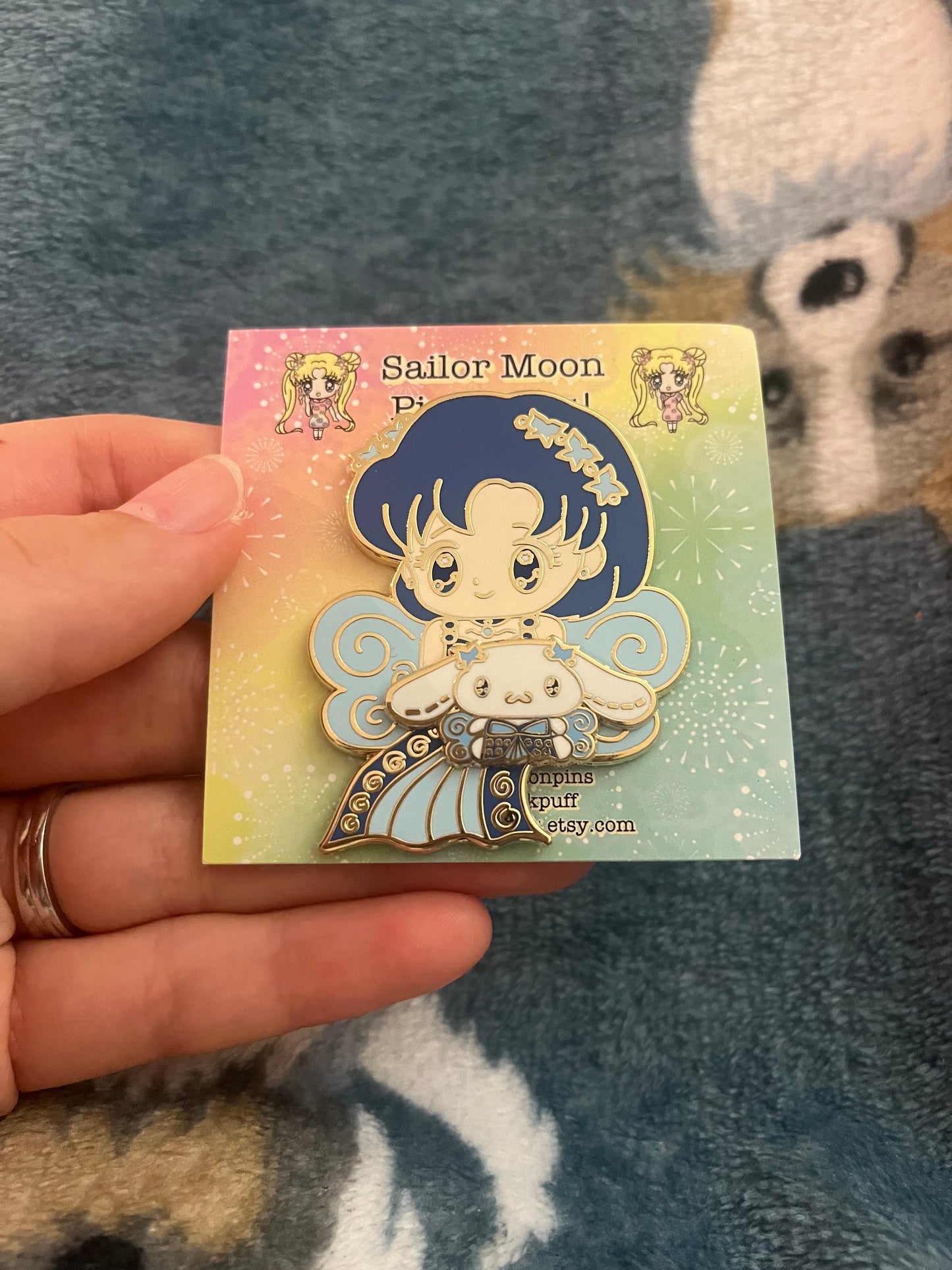 Sailor Moon x Sanrio 2 inch Spinning Enamel Pin Sailor Mercury x Cinnamoroll Princess Series
