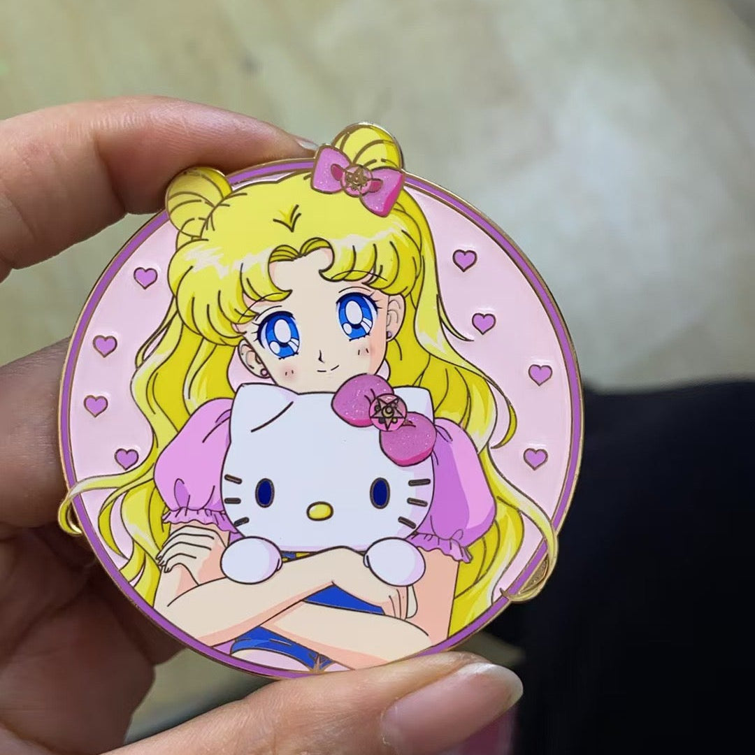 Sailor Moon x Sanrio Round 2.5 inch Pin Series!