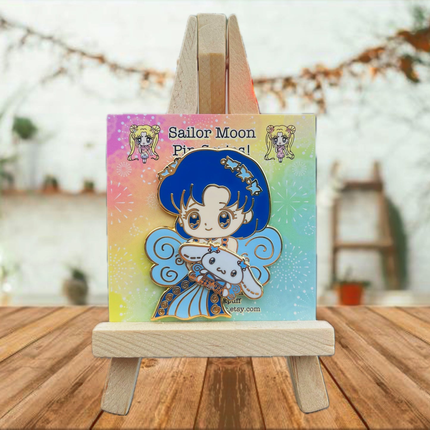 Sailor Moon x Sanrio 2 inch Spinning Enamel Pin Sailor Mercury x Cinnamoroll Princess Series