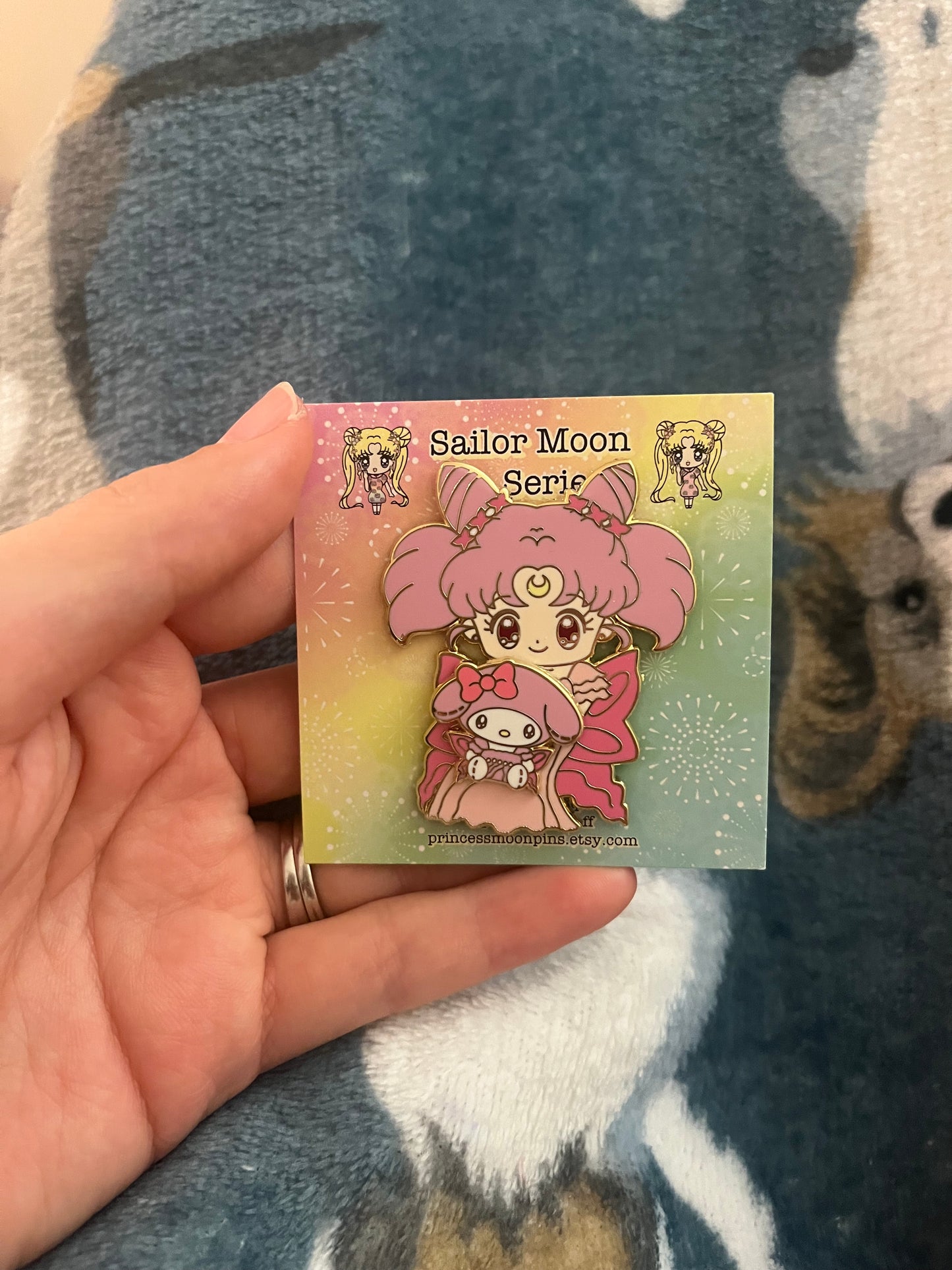 Sailor Moon x Sanrio 2 inch Spinning Enamel Pin Sailor Chibi-Moon x My Melody Princess Series