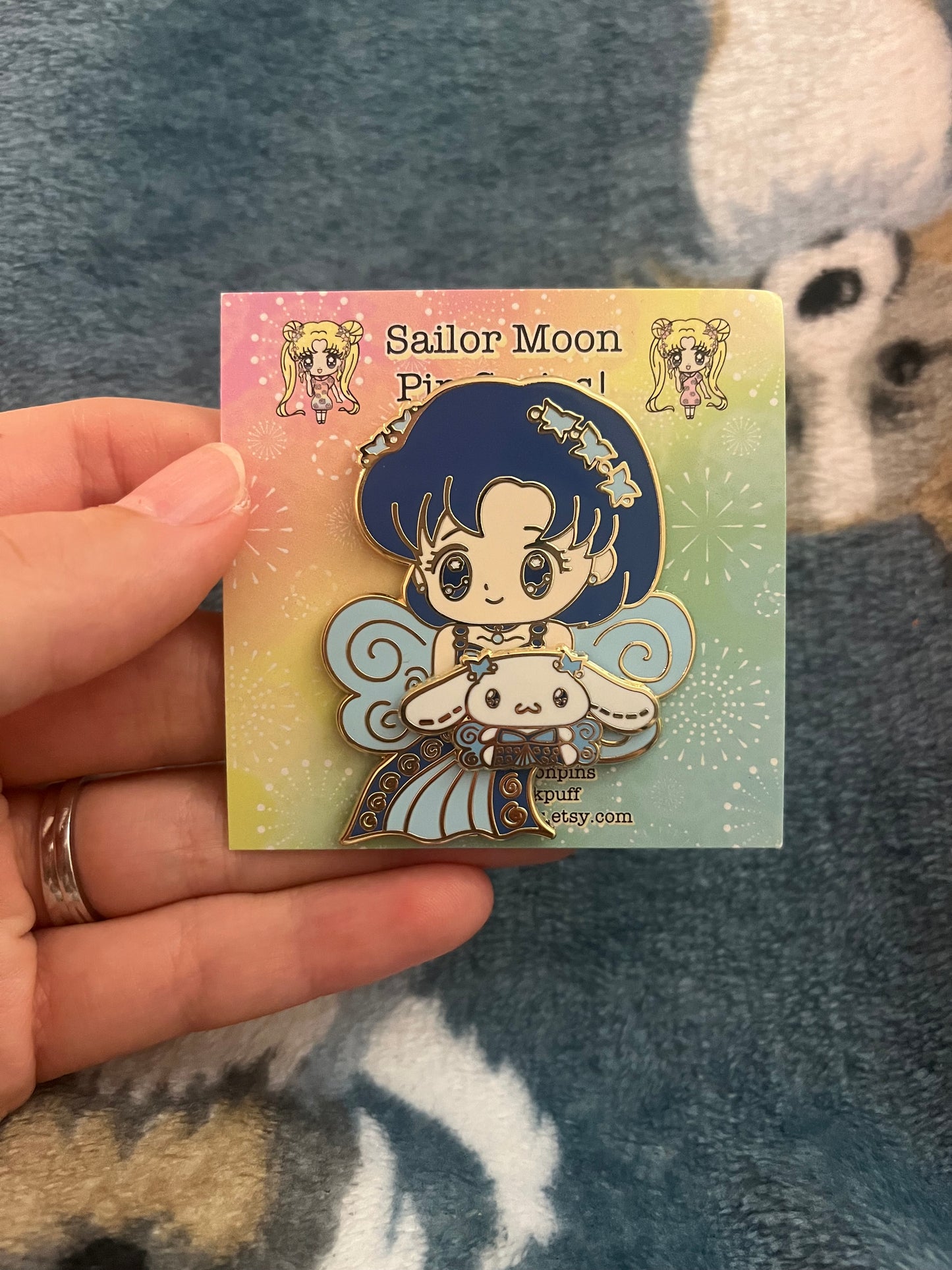 Sailor Moon x Sanrio 2 inch Spinning Enamel Pin Sailor Mercury x Cinnamoroll Princess Series