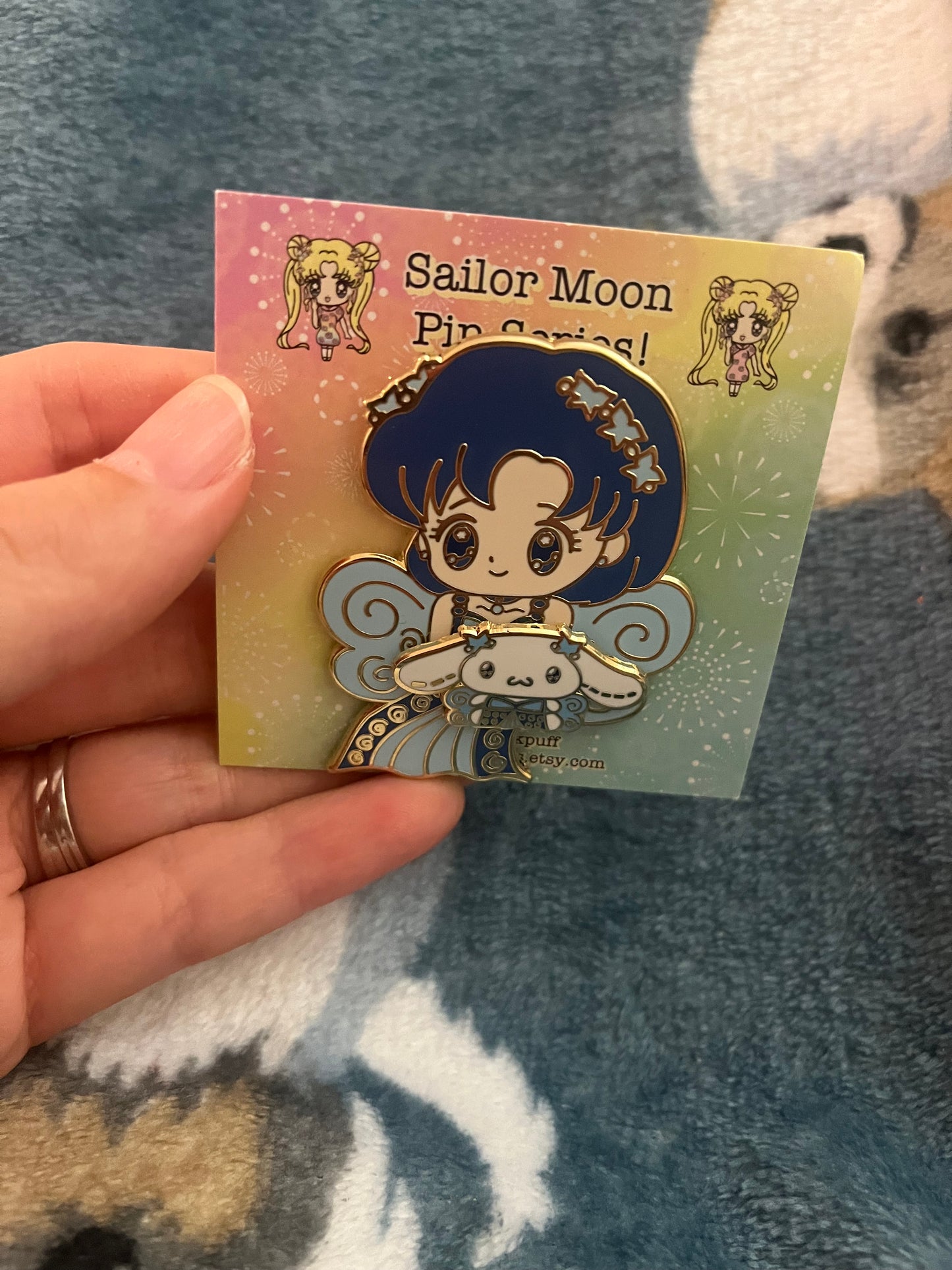 Sailor Moon x Sanrio 2 inch Spinning Enamel Pin Sailor Mercury x Cinnamoroll Princess Series