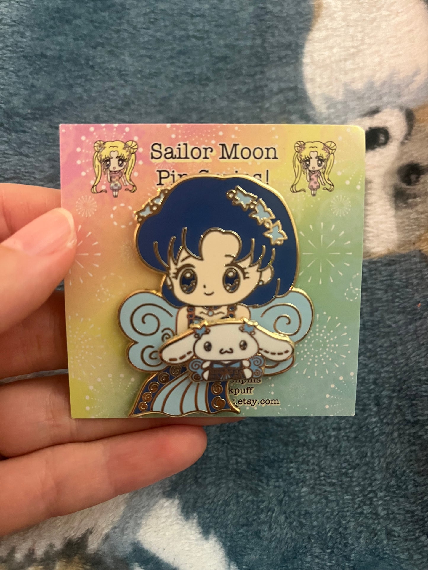 Sailor Moon x Sanrio 2 inch Spinning Enamel Pin Sailor Mercury x Cinnamoroll Princess Series