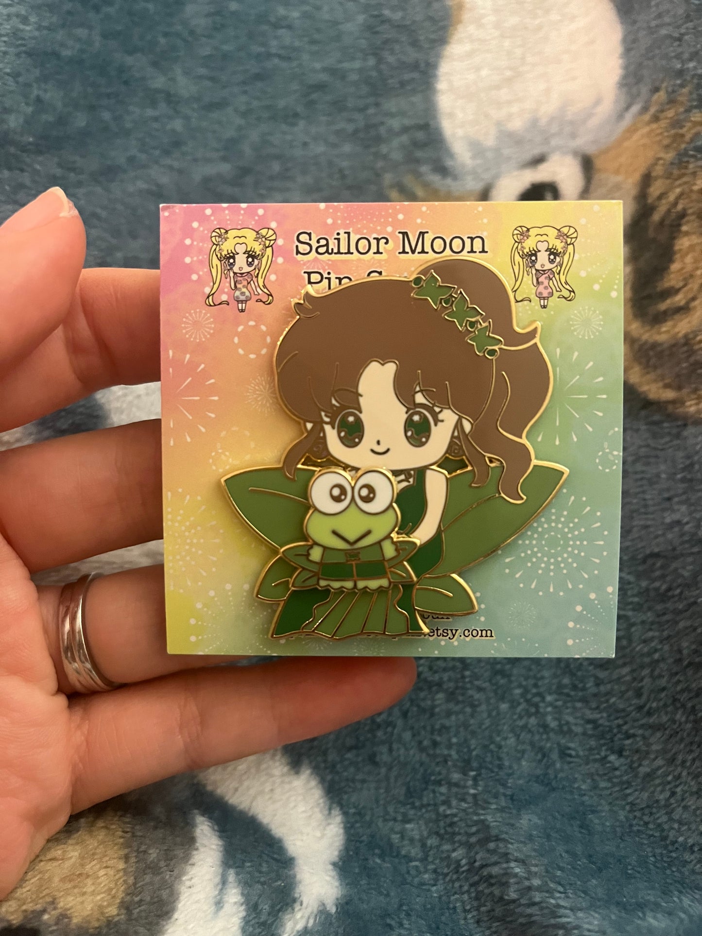 Sailor Moon x Sanrio 2 inch Spinning Enamel Pin Sailor Jupiter x Keroppi Princess Series