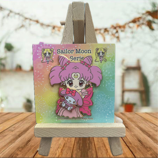 Sailor Moon x Sanrio 2 inch Spinning Enamel Pin Sailor Chibi-Moon x My Melody Princess Series