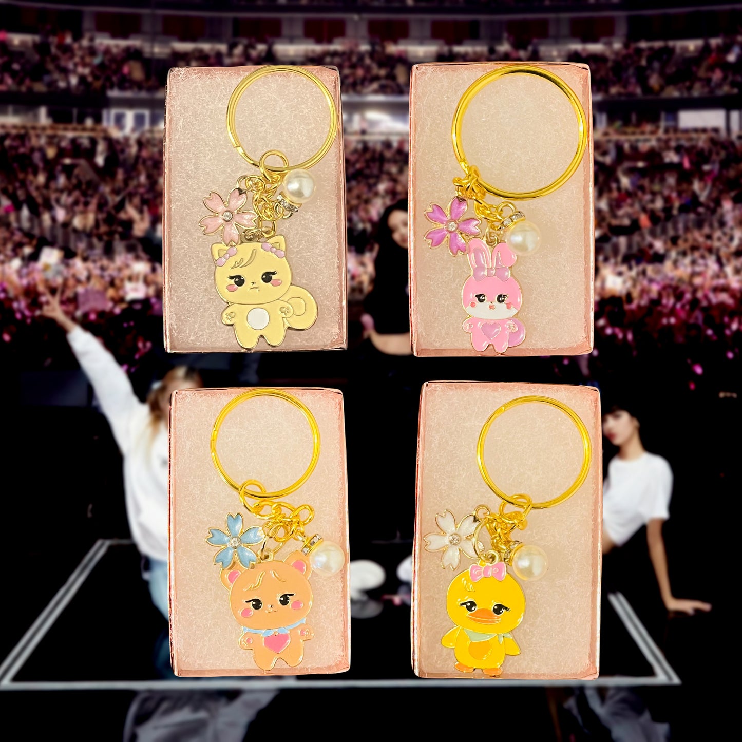 Set of 4 Blackpink Character Keychains - Sooya, Rosie, Gomdeuki, Ppeu