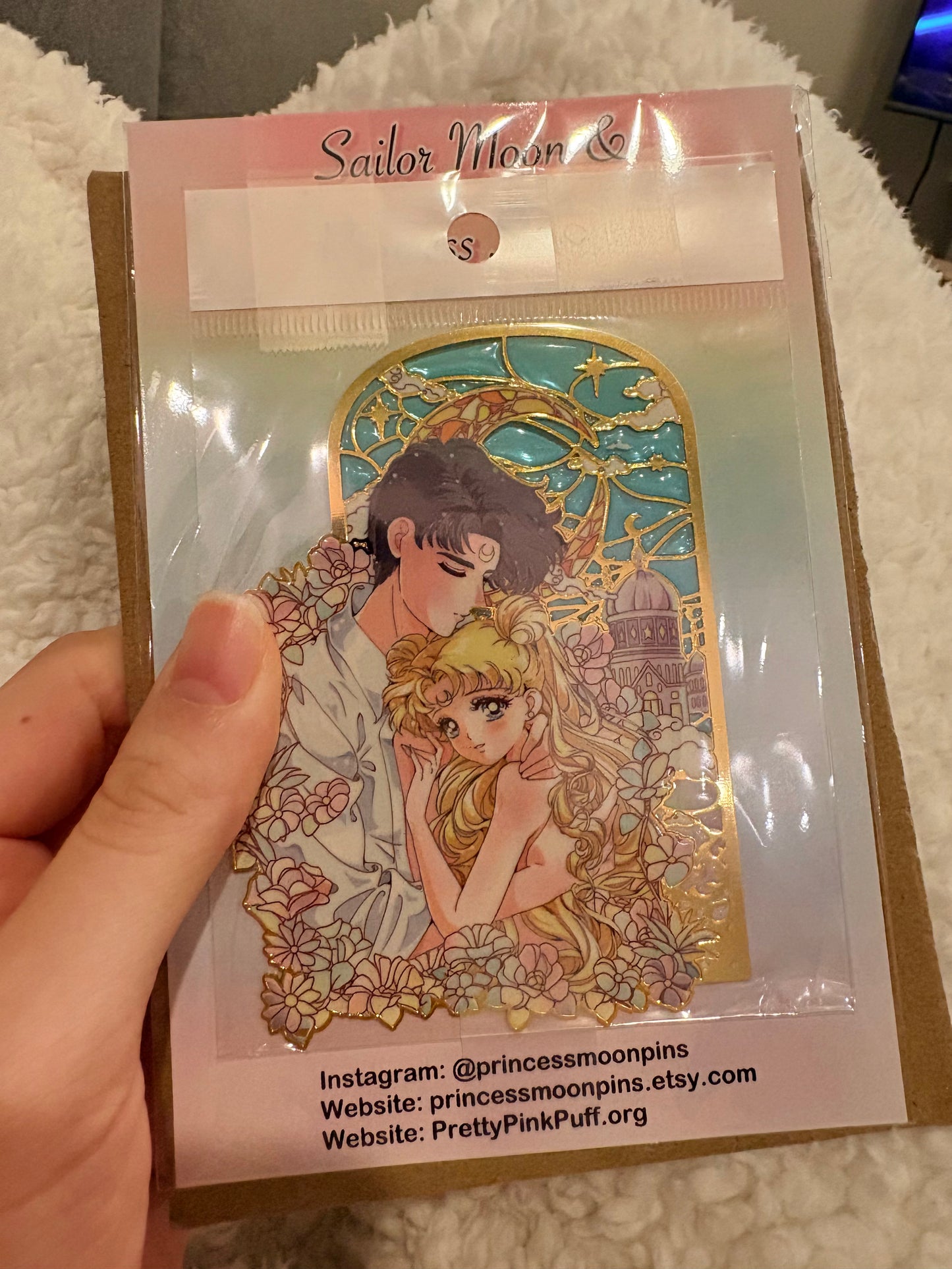 Stained Glass Usagi & Mamoru Bookmark