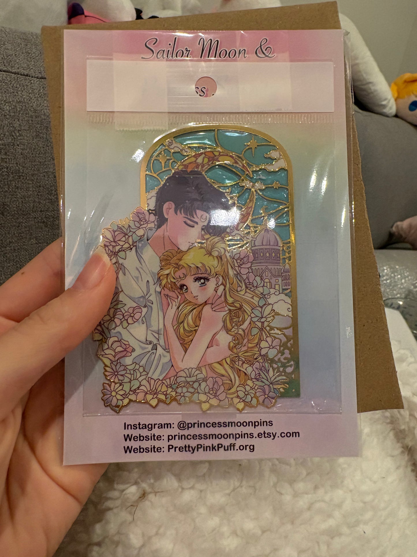 Stained Glass Usagi & Mamoru Bookmark