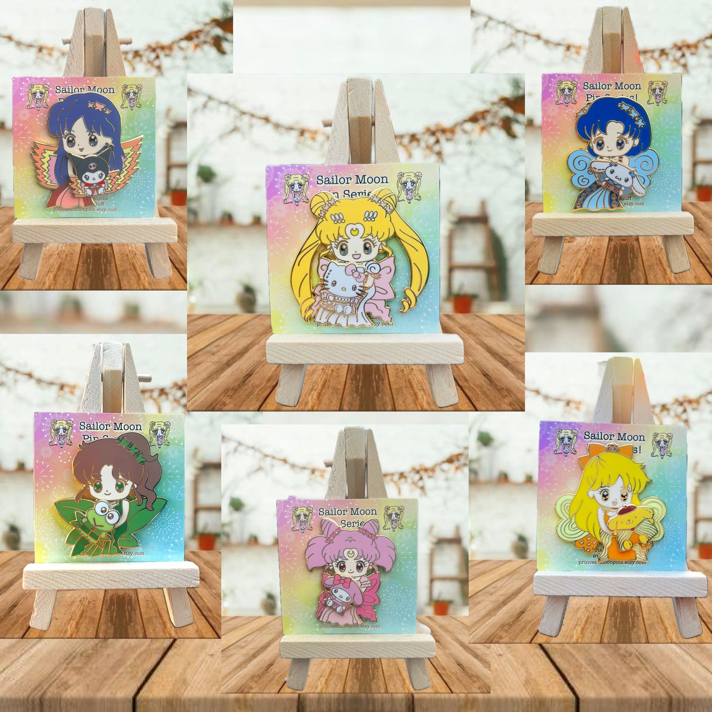 Sailor Moon 2 inch Spinning Enamel Pin Sailor Moon Princess Series Set of 6!! FULL SET