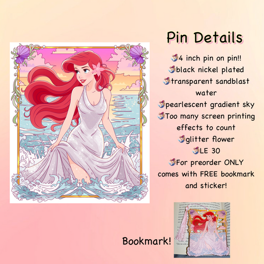 PREORDER Ariel Little Mermaid 4 inch Pin on Pin!!