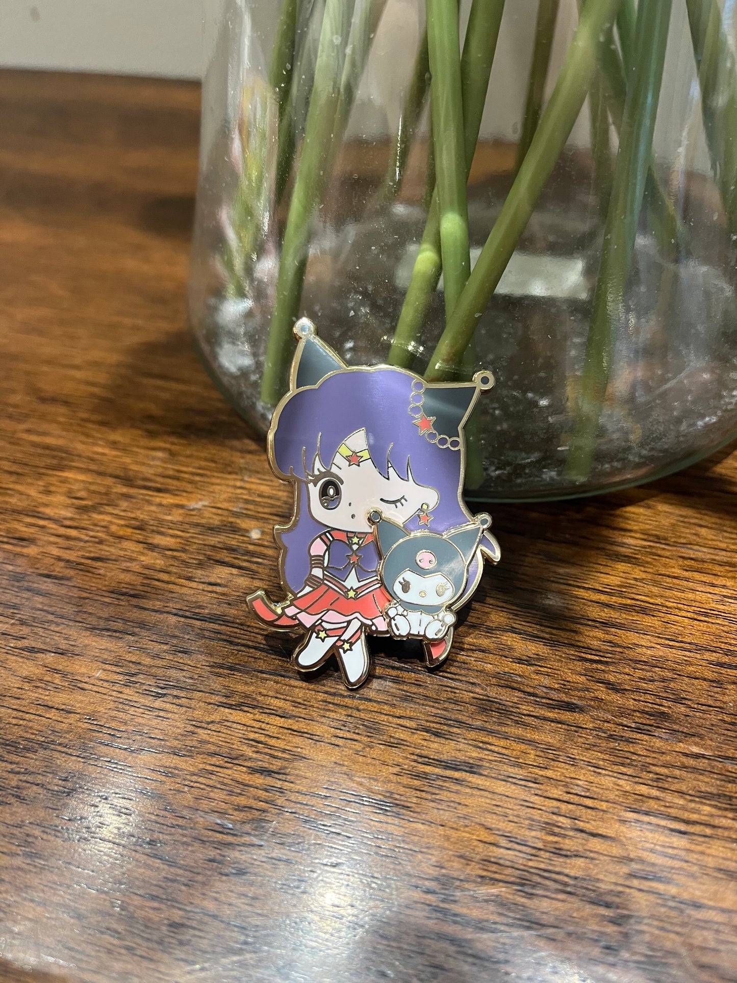 Sailor Mars 2 inch Spinning Enamel Pin - Sailor Mars x Kuromi Version!