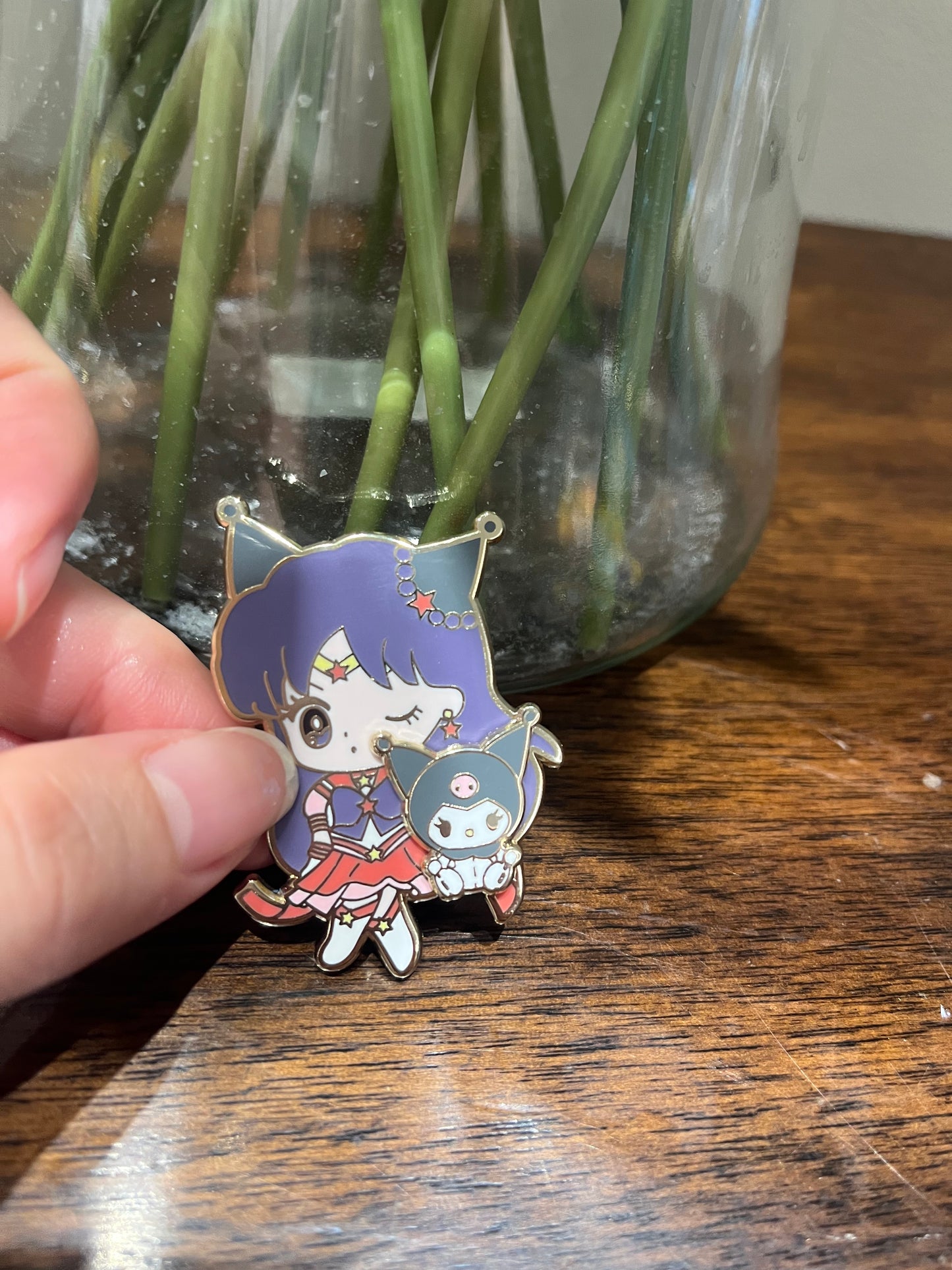 Sailor Mars 2 inch Spinning Enamel Pin - Sailor Mars x Kuromi Version!