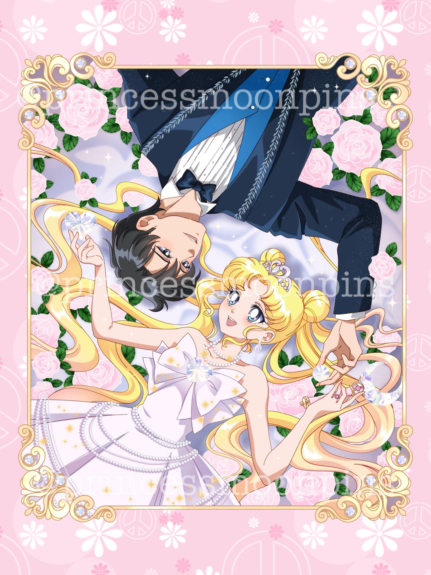 PREORDER ONLY Crystal Love - Usagi and Mamoru 4 inch Pin!