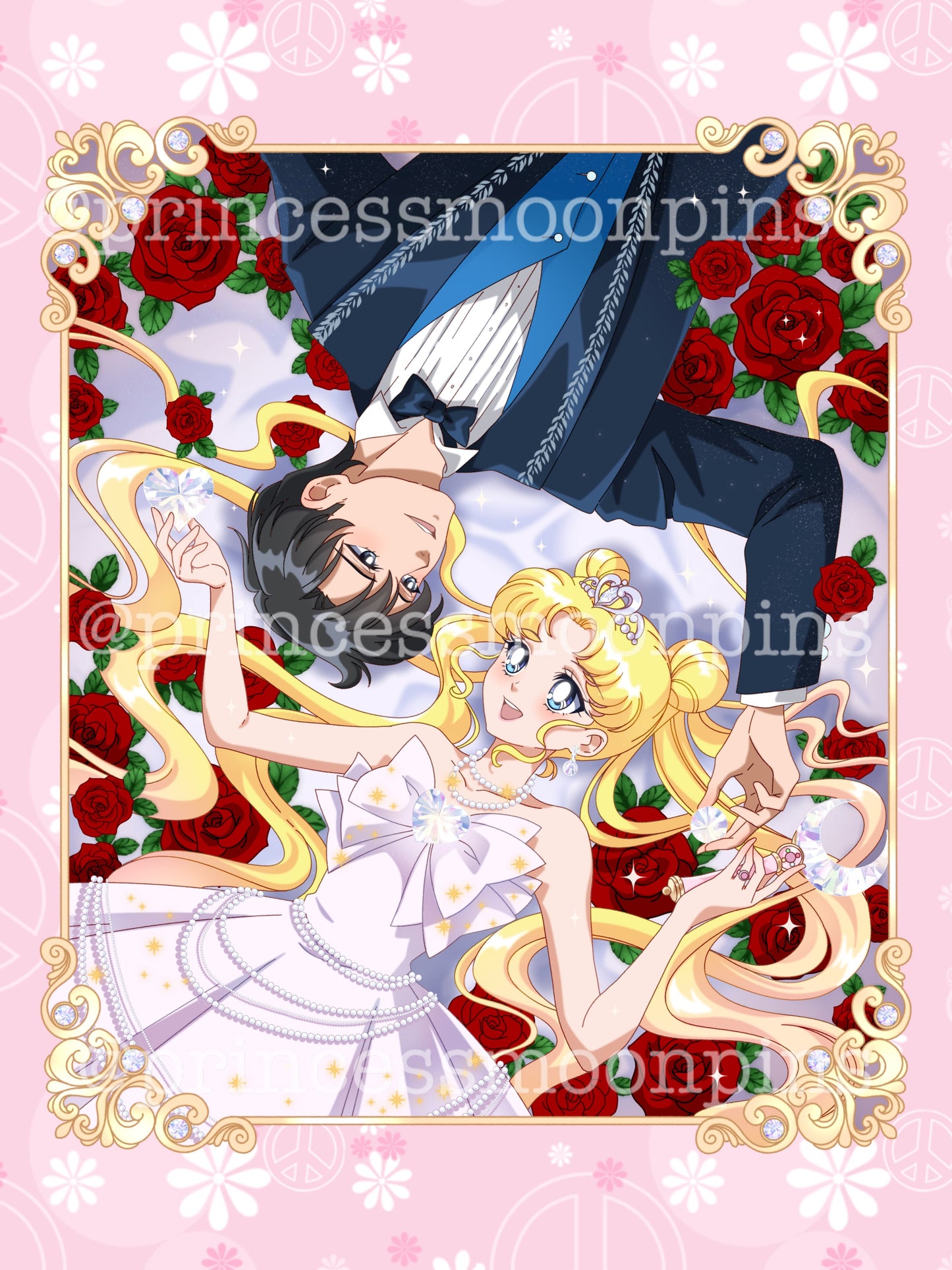 PREORDER ONLY Crystal Love - Usagi and Mamoru 4 inch Pin!