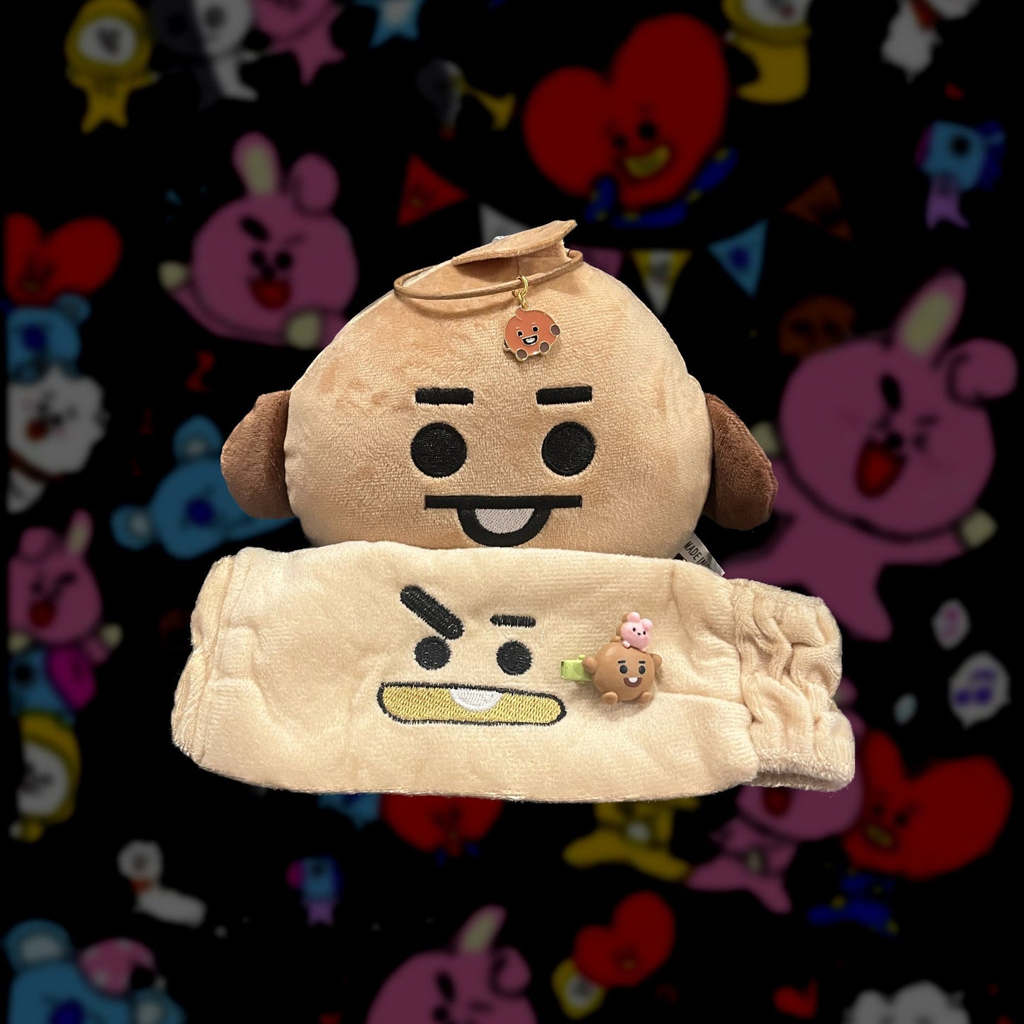 BTS Suga Shooky Character Bias Gift Pack Version - includes Plushie, Bracelet, Hair Clip, Plush Headband, and Mystery Items!