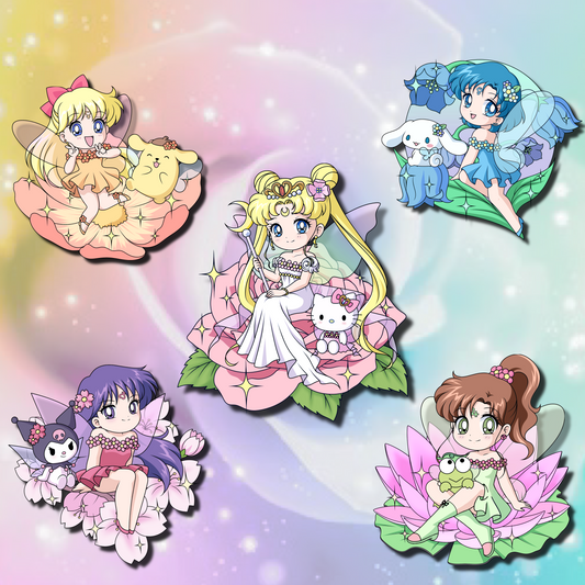 PREORDER Sailor Moon x Sanrio Pin on Pin Flower Fairies Set!
