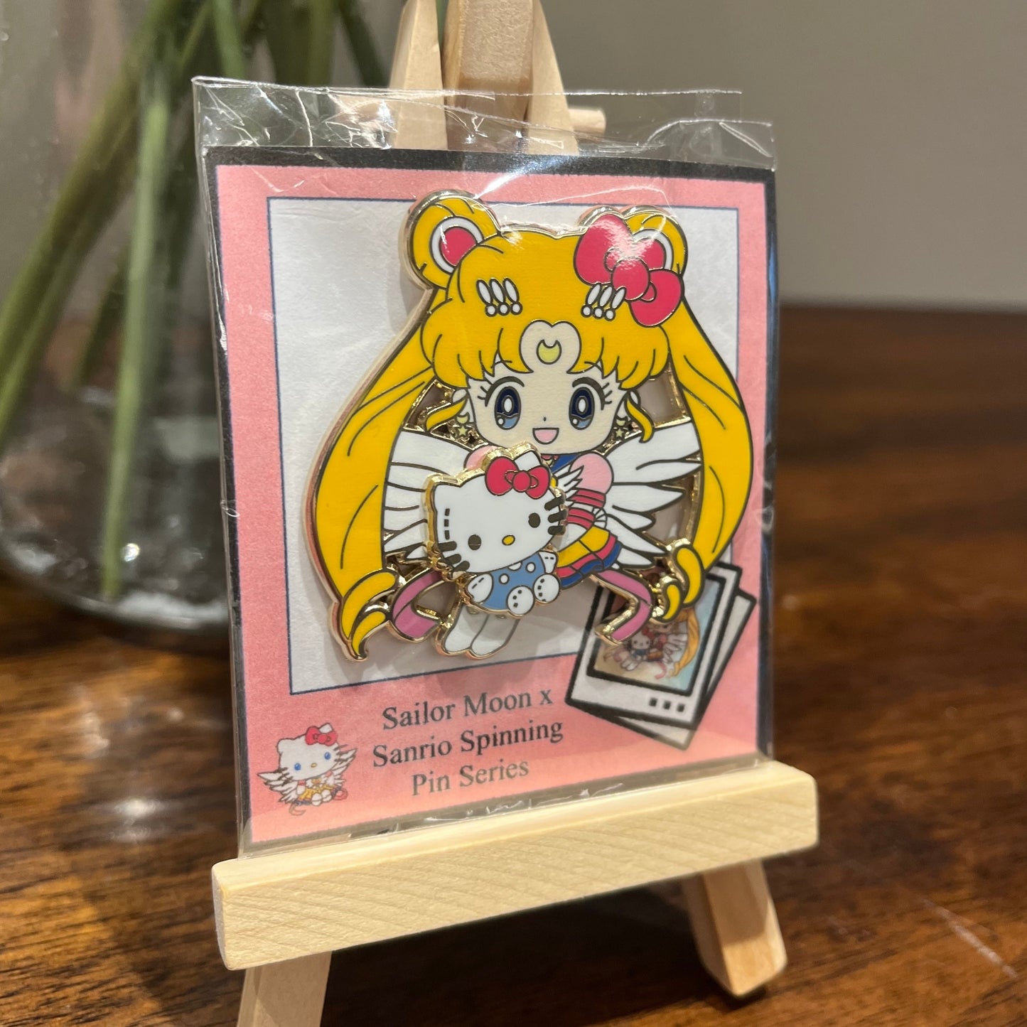 Sailor Moon 2 inch Spinning Enamel Pin - Sailor Moon x Hello Kitty Version!