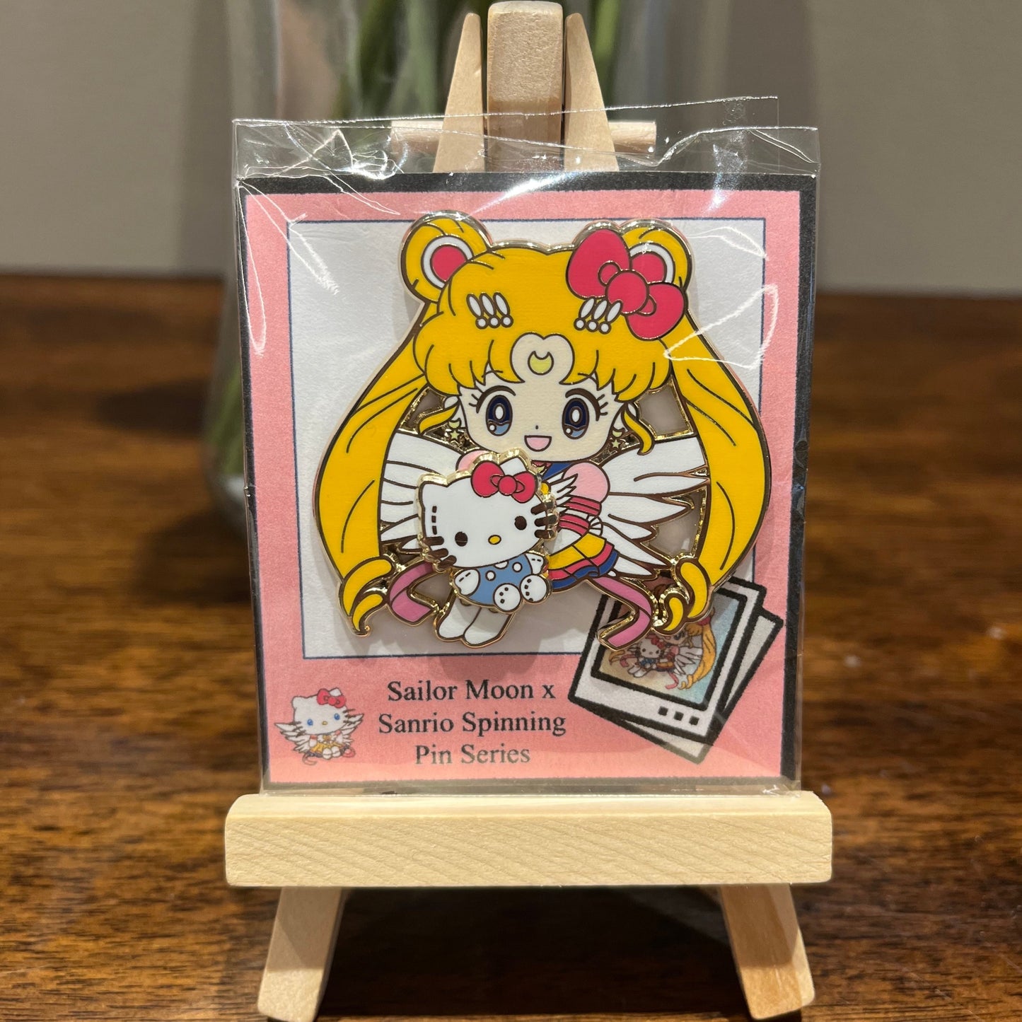 Sailor Moon 2 inch Spinning Enamel Pin - Sailor Moon x Hello Kitty Version!